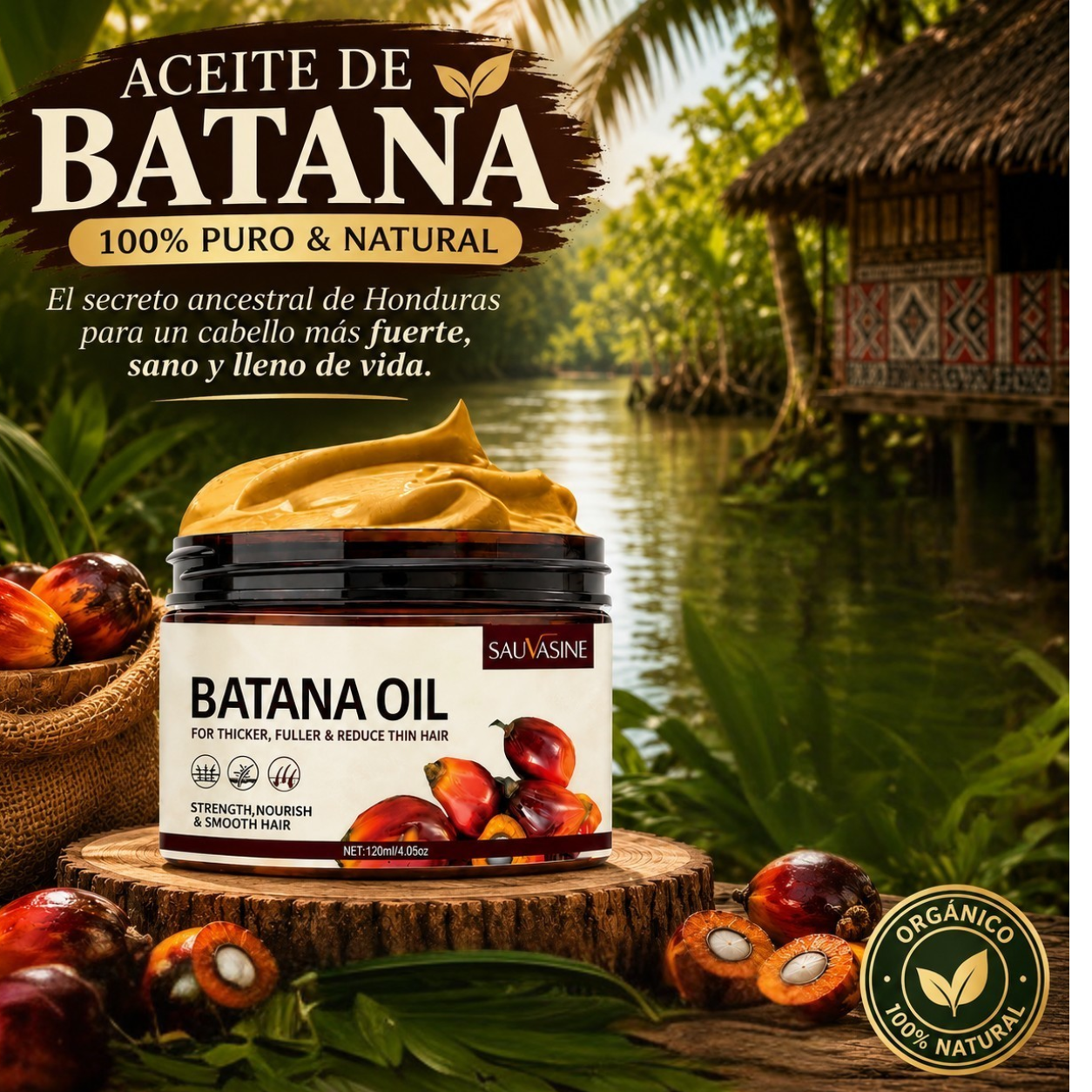 Aceite de Batana 100 % Puro y Natural | Nutrición, Reparación e Hidratación para Todo Tipo de Cabello