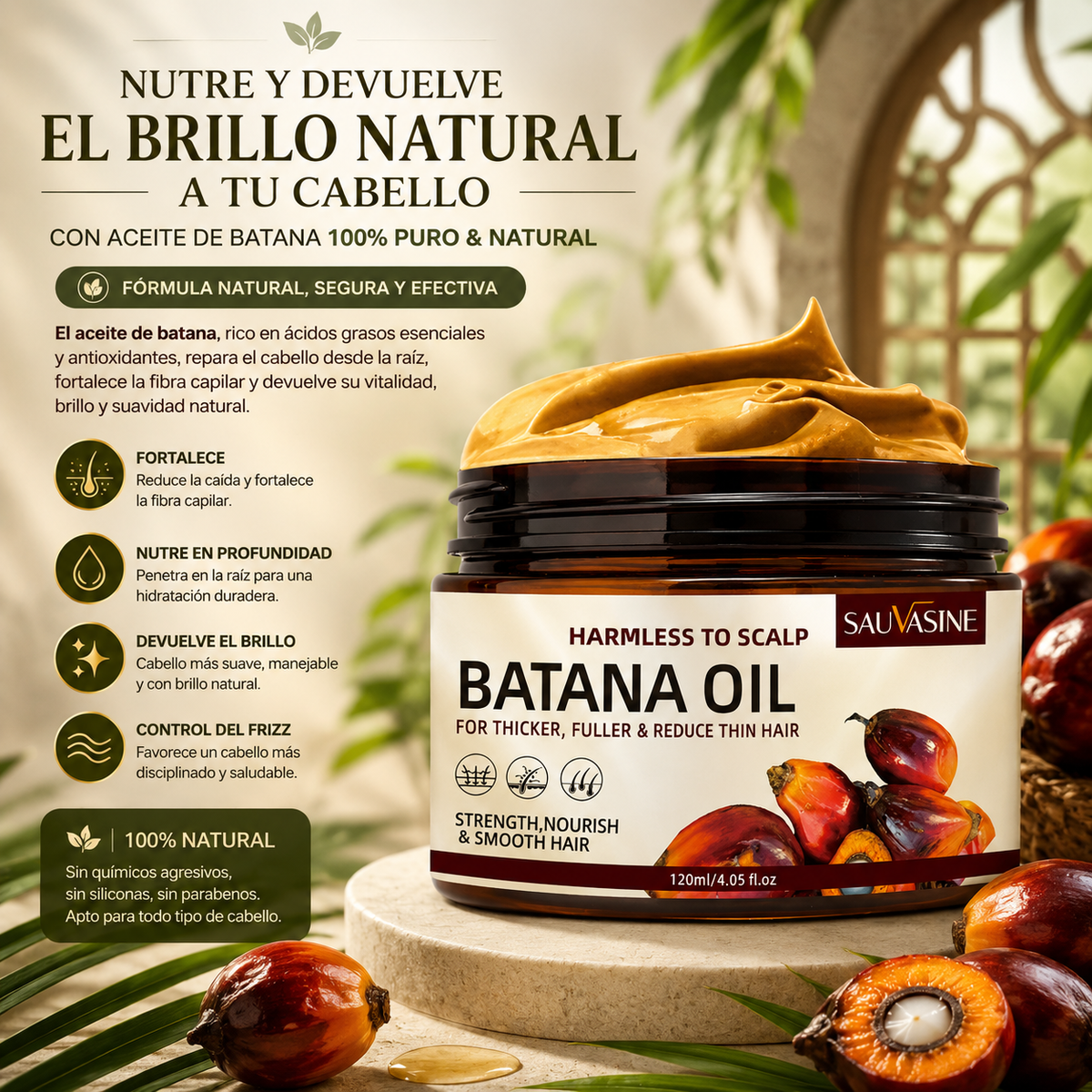 Aceite de Batana 100 % Puro y Natural | Nutrición, Reparación e Hidratación para Todo Tipo de Cabello