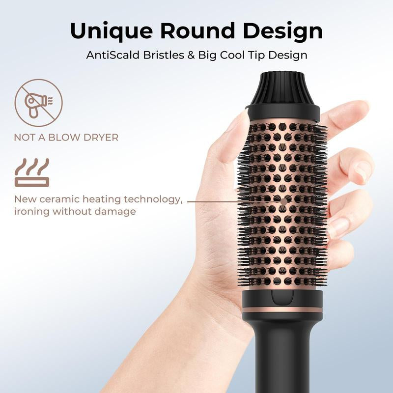 1.5 Inch Thermal Brush, Heated round Brush with LCD Display, round Brush Makes Hair Shinier & Smoother for Beach Waves, Hair Styling Tools, Halloween Christmas Gift, Fall Essentials, Ideal Winter Gift